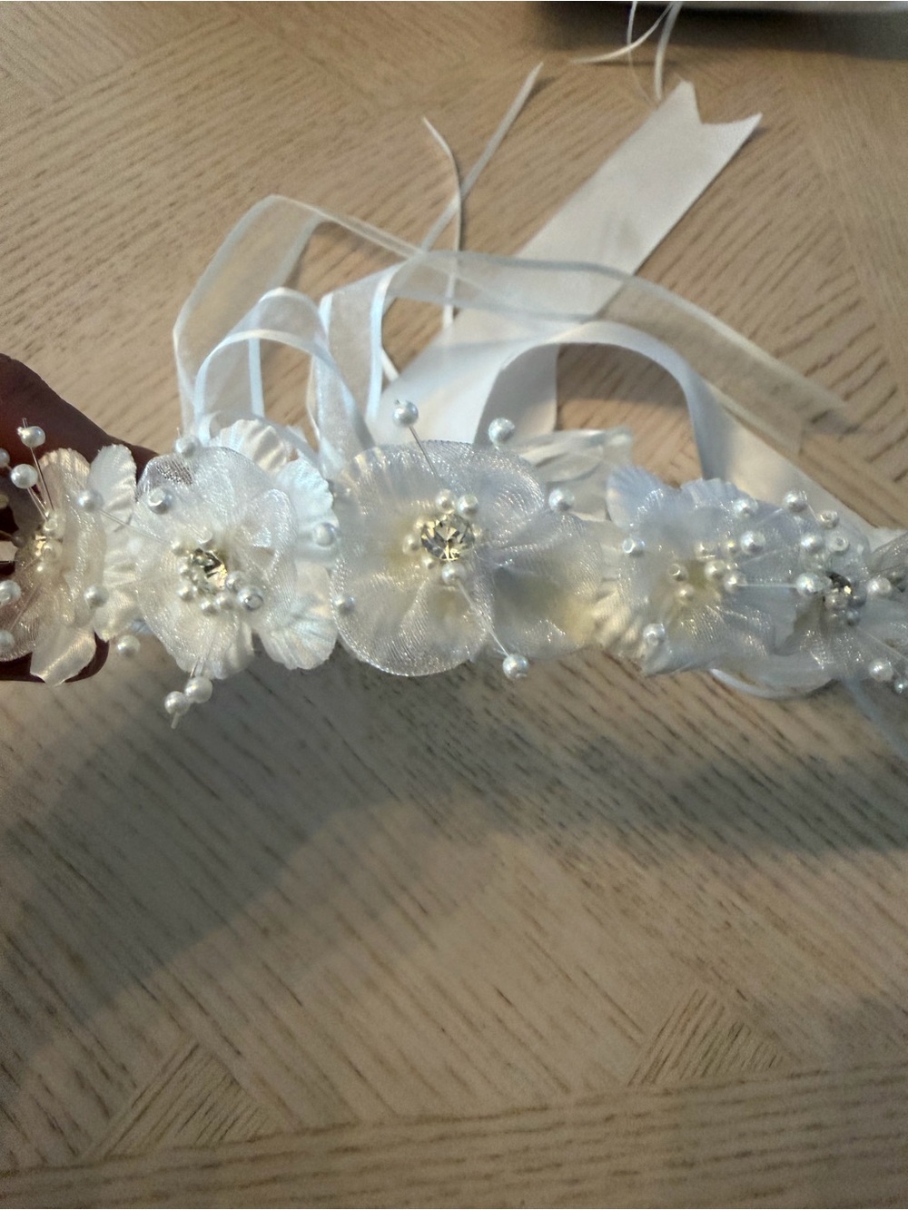 Flower Girl Crown Headband with Pearl Cluster